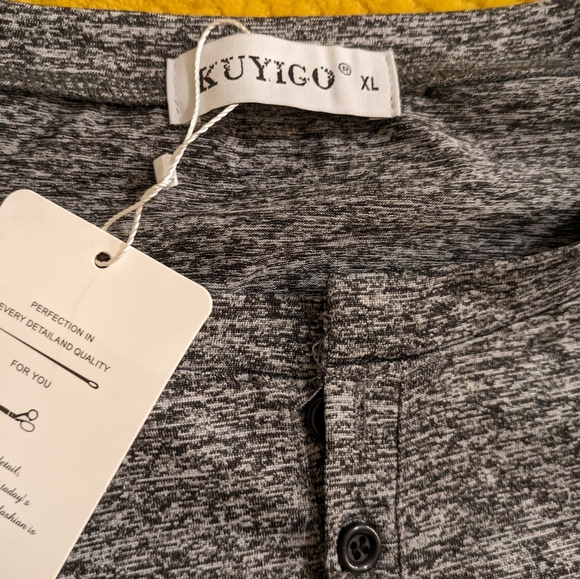 Like New Kuyugo gray Buttoned Henley Lightweight Shirt SZ XL - Picture 2 of 3